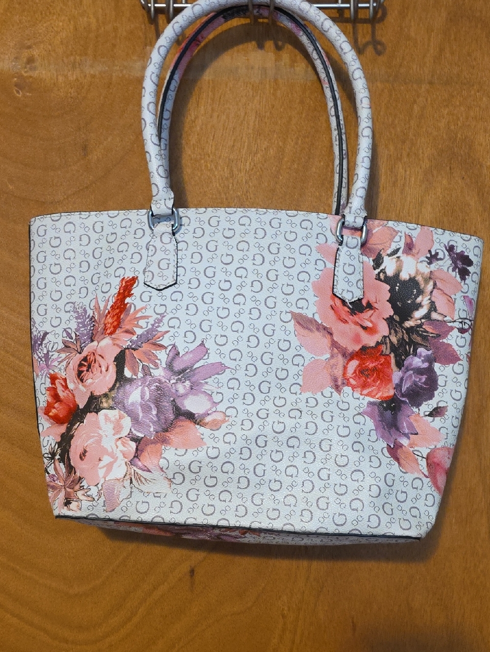 Guess Floral Pattern Tote Bag in Light Blue